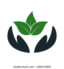 Green leaf vector logo template style trendy