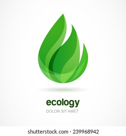 Green leaf vector logo template. Abstract design concept for eco technology theme. Ecology icon.