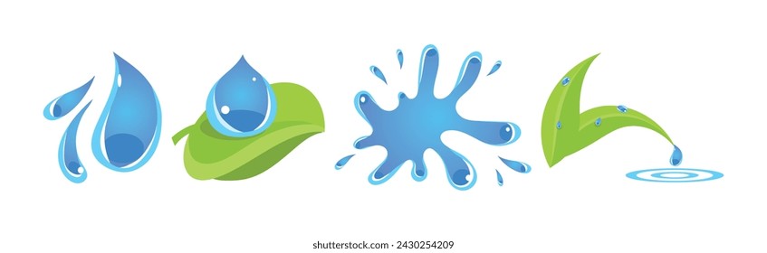Icono ecológico de la hoja verde y de la gota de agua