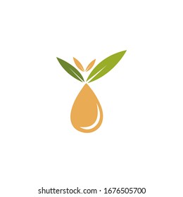 Hoja verde con logotipo de gota de agua ilustración vectorial