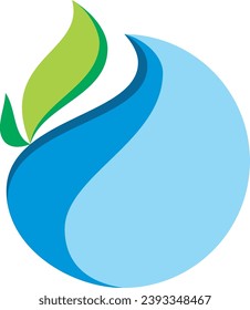 green leaf water ecology vector logo