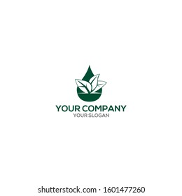 Green Leaf Water Logo Design Vector