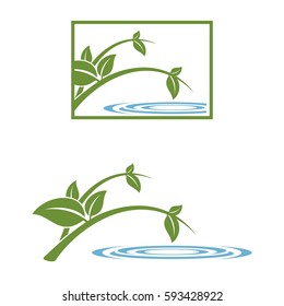 Green Leaf and Water Logo Template Illustration Design. Vector EPS 10.