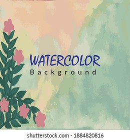 Green leaf watercolor background design 