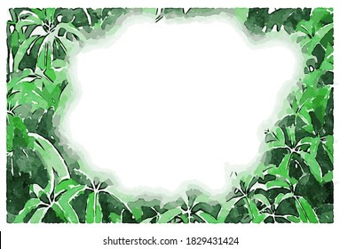 Green leaf watercolor background for text template