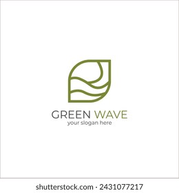 Green leaf Wave logo design vector for nature symbol template editable,Green leaf logo ecology nature element vector icon.