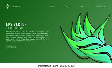 Green Leaf Web Design Abstract Background Lemonade EPS 10 Vector For Website, Landing Page, Home Page, Web Page, Web Template
