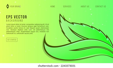 Green Leaf Web Design Abstract Background Lemonade EPS 10 Vector For Website, Landing Page, Home Page, Web Page, Web Template