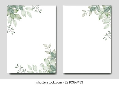 plantilla de tarjeta de invitación de boda de hoja verde