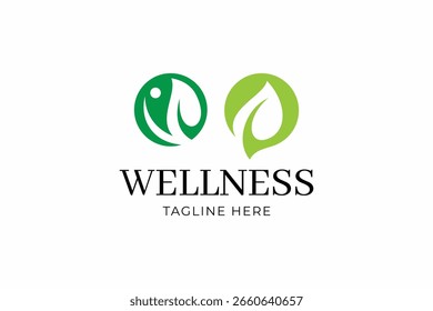 Green Leaf Wellness Logo Brand Identity Business Healthy Organic Nature Concept