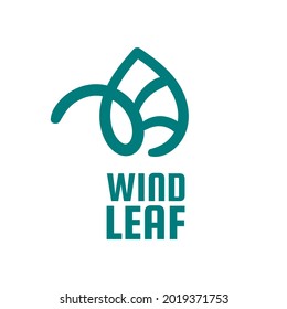 Green leaf wind air nature logo concept design illustration
