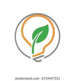 Uma folha verde dentro de uma lâmpada representa ideias ecologicamente corretas e soluções energéticas sustentáveis.