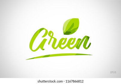 green green leaf word on white background suitable for card icon or typography logo design