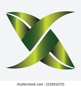 El diseño de la hoja verde con el logotipo X es un logotipo único, perfecto para una campaña medioambiental y todo el cuidado natural con una vivienda encantadora.