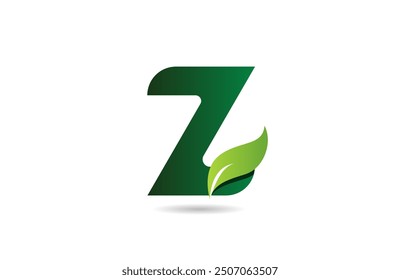 green leaf Z letter alphabet logo icon design suitable for a green or vegan vegetarian concept