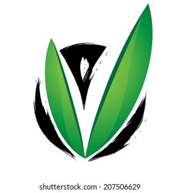 Green leaf zen icon on white isolated background
