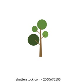 fondo blanco del árbol verde arbolado marrón