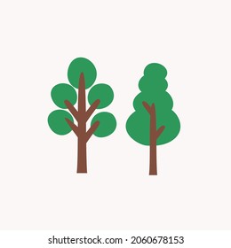 fondo blanco del árbol verde arbolado marrón