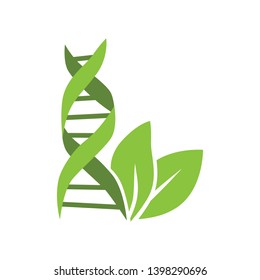 green leafs and DNA helix. logo icon