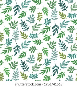 Folletos verdes con patrón vectorial sin costura