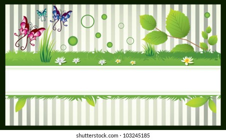 Green Leafs And Grass, Isolated On White Background, Vector Illustration