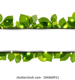Green Leafs And Grass, Isolated On White Background, Vector Illustration