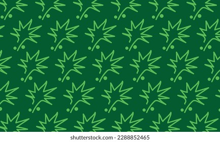 Las hojas verdes dibujan a mano el diseño de patrones de fondo para texturas textiles o alfombras.