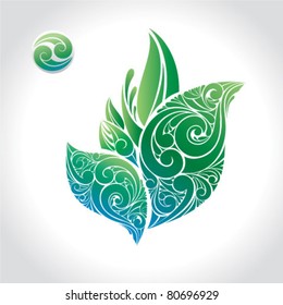 green leafs isolated on white