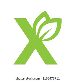 green leafs, letter x