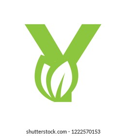 green leafs, letter y