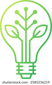 green leafs in light bulb shape and technology line vector , nature eco concept , World Environment Day. Vector illustration on a white background.