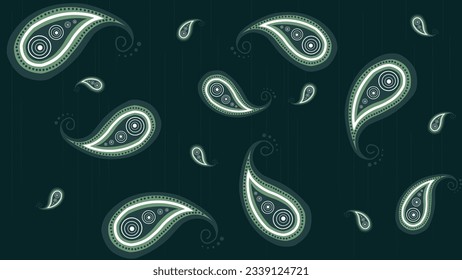 Green leafs mandala on green background.Ikat ethnic oriental seamless pattern traditional.Aztec style abstract vector illustration.design for texture,fabric,clothing,wrapping,decoration.
