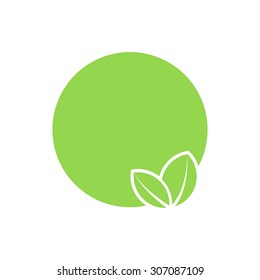 Green leafs and round frame for text, mockup Eco sticker