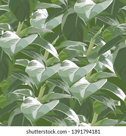 green leafs seamless pattern. vector background
