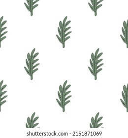 Green leafs seamless pattern. Vector hand drawn botanical illustration. Pretty scandi style for fabric, textile, wallpaper. Digital paper in white background