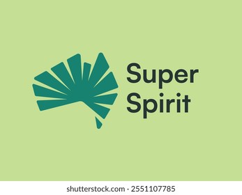 Diseño de logotipo en forma de hoja verde para 'Super Spirit', ideal para marcas de viveros y plantas. Ecológico y elegante, perfecto para proyectos inspirados en la naturaleza. Vector totalmente escalable.