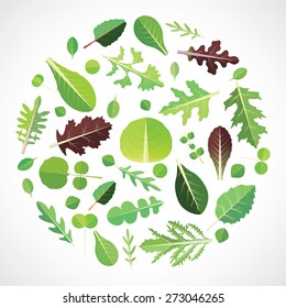 Green leafy background. Vector Illustration