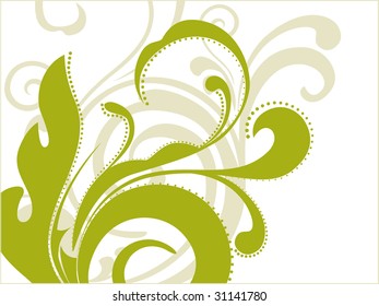 Green leafy banner with text space and birds flying in the background