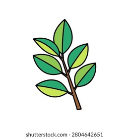 Green leafy branch botanical illustration with botanical environment illustration isolated outdoors vegetation