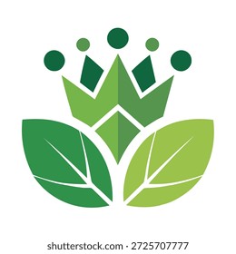 Logotipo de la corona de hoja verde con Formas abstractas y elemento de diseño de hojas