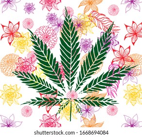green leafy marijuana graphic design vector art