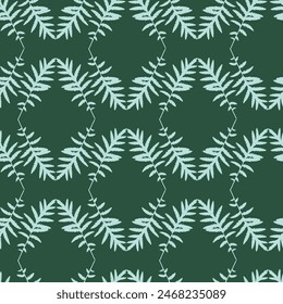 A green leafy patterned fabric with a green background. The pattern is made up of many small green leaves seamless pattern