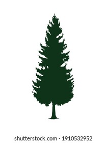 green leafy pine tree silhouette icon vector illustration design