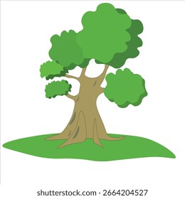 Árboles frondosos verdes en hierba verde, archivo de Vector del elemento del estilo
