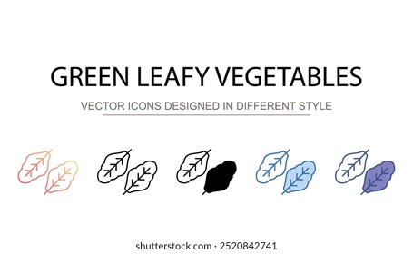 Green Leafy Vegetables icon design with white background stock illustration