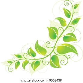 Green Leafy Vine Corner Accent Art