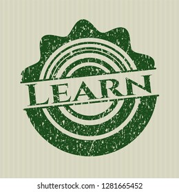 Green Learn distressed grunge seal