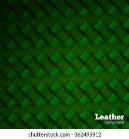 Green leather background. Vector illustration.