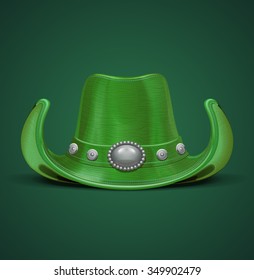 Green leather Cowboy hat