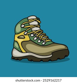 Green leather outdoor shoes for hiking and trekking